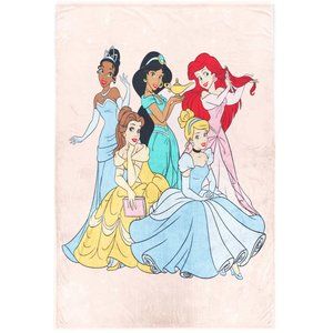 Disney Princess Belle Little Mermaid Jasmine 2 Piece Pillow Throw Blanket